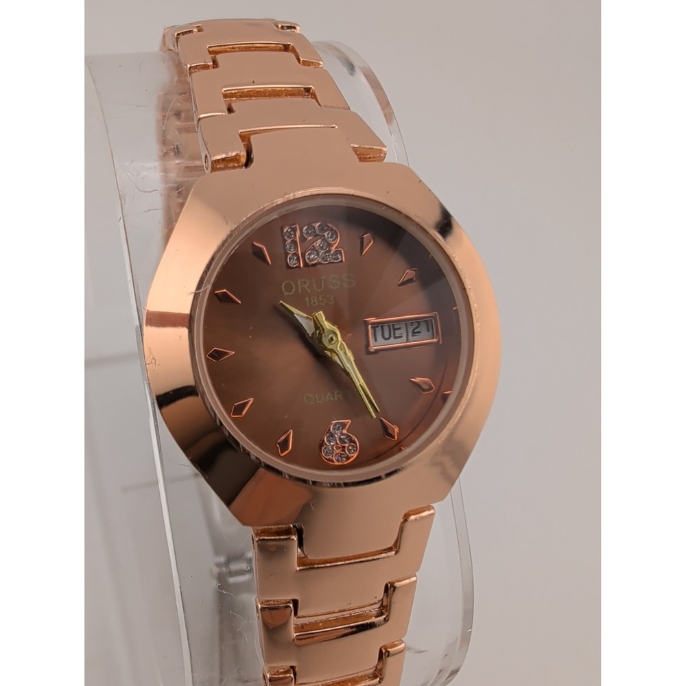ORUSS Women's Rose Gold Watch 25mm Case 7.25" Band- New Battery